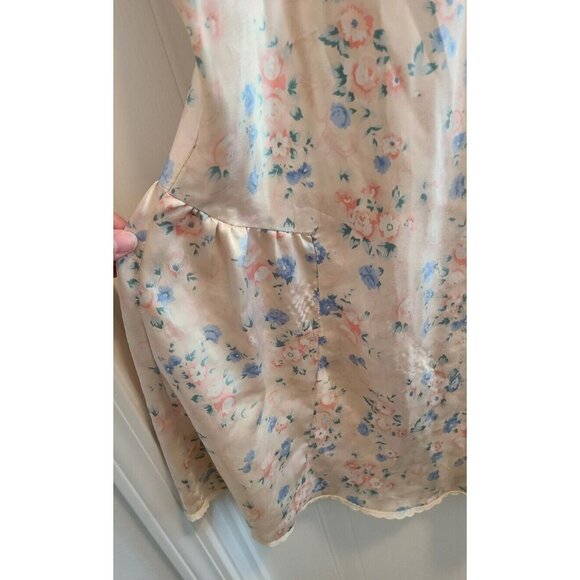 Vtg R. Michael Alan Women's Sleeveless Satin Short Nightgown Floral Size Medium - Picture 6 of 12